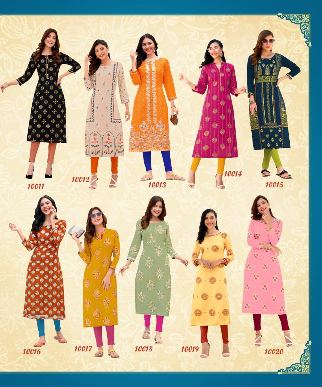 Garden City 10 Ethnic Wear Designer Printed Rayon Kurtis Collection
